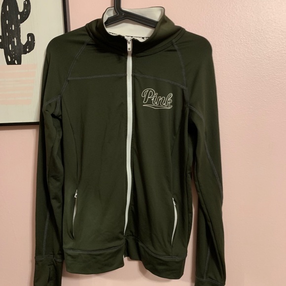 PINK Victoria's Secret Tops - PINK | olive green zip up
